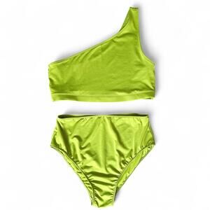 PINK Victoria's Secret Lime Green One-Shoulder Bikini Set